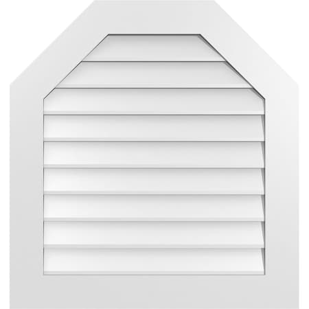 Ekena Millwork Octagonal Top Surface Mount PVC Gable Vent w/ 3-1/2"W x 1"P Standard Frame, 30"W x 32"H GVPOT30X3201SN